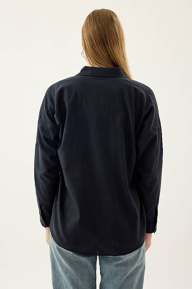 Basic Oversize Önden Cepli Gömlek - 66