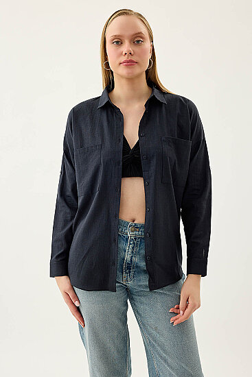 Basic Oversize Önden Cepli Gömlek - 62