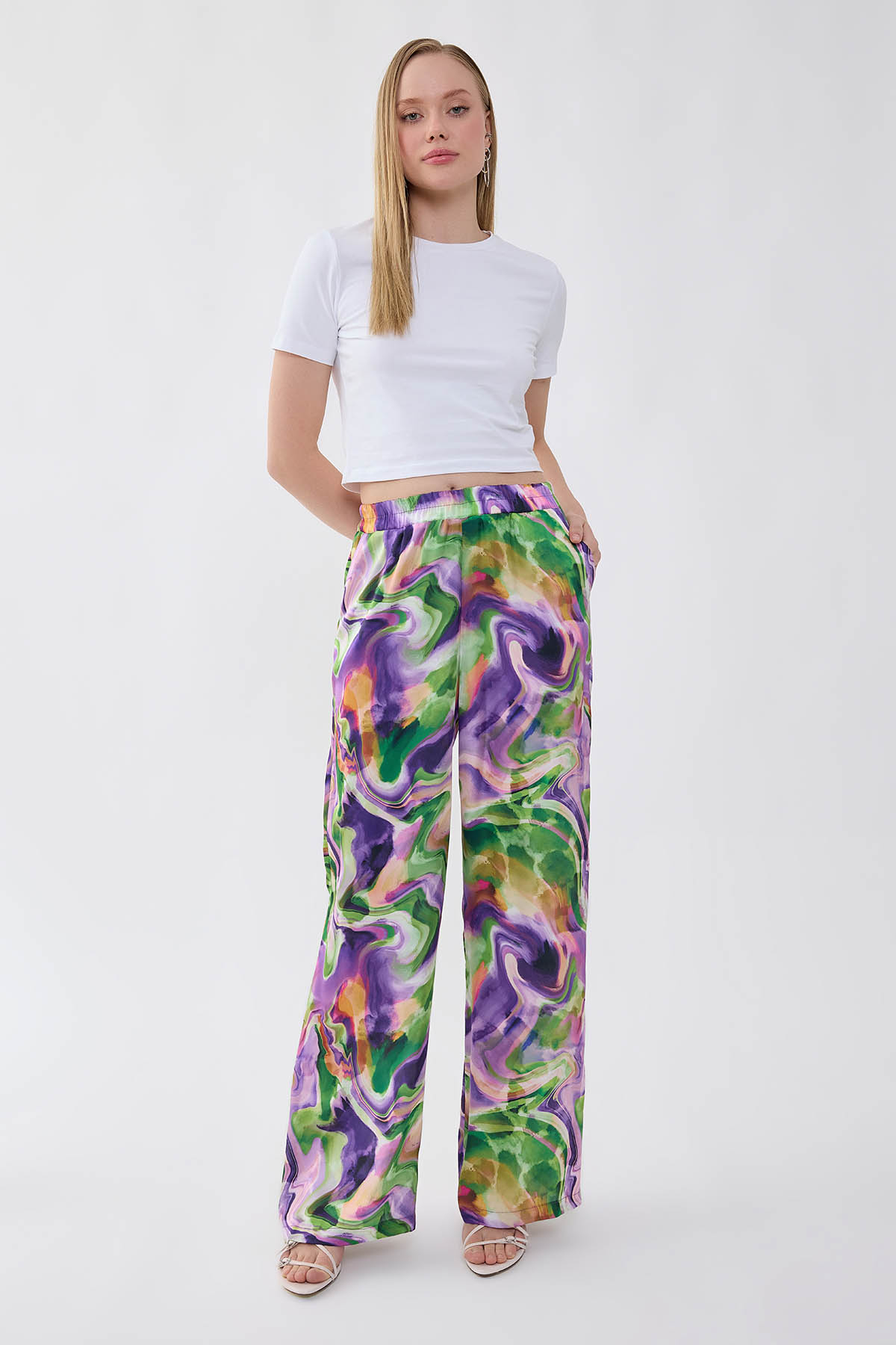 VİTRİN - Batik Desen Beli Lastikli Pantolon (1)