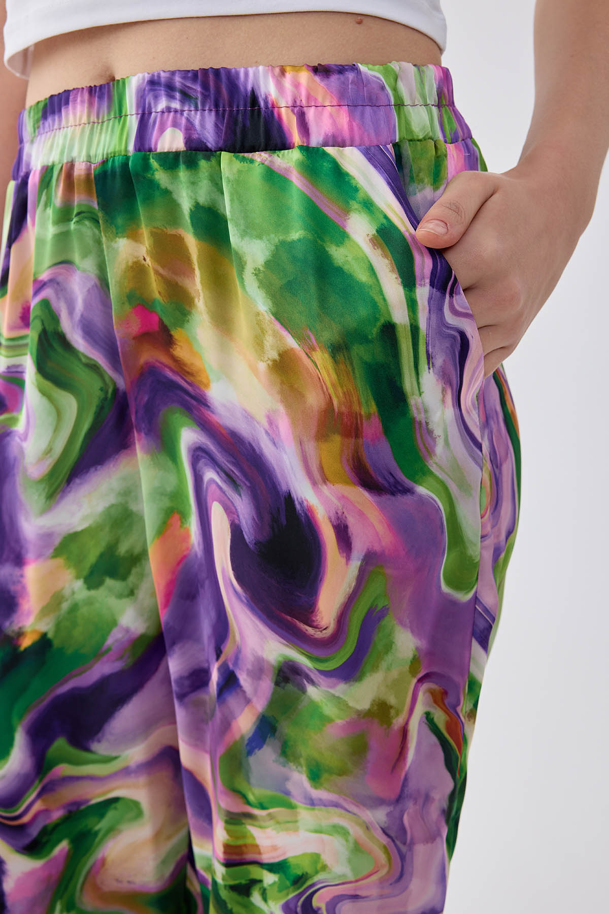 Batik Desen Beli Lastikli Pantolon - Thumbnail