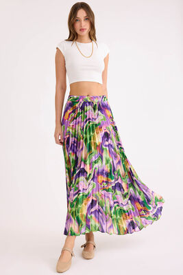 VİTRİN - Batik Desen Piliseli Midi Boy Etek