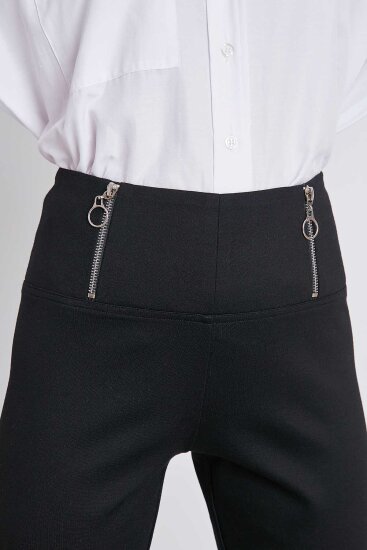 Belde Fermuar Detaylı Yüksek Bel Tayt - 2