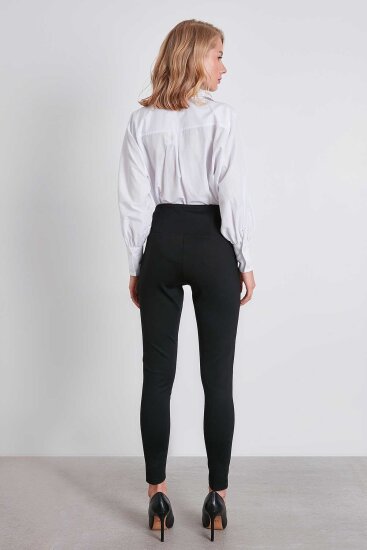 Belde Fermuar Detaylı Yüksek Bel Tayt - 5