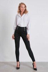 Belde Fermuar Detaylı Yüksek Bel Tayt - 10