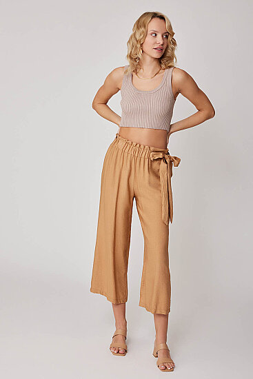 Belde Kuşak Detaylı Geniş Paça Pantolon - 2