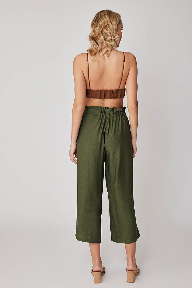 Belde Kuşak Detaylı Geniş Paça Pantolon - 17