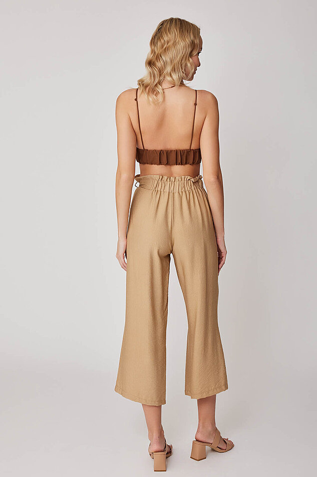 Belde Kuşak Detaylı Geniş Paça Pantolon - 23