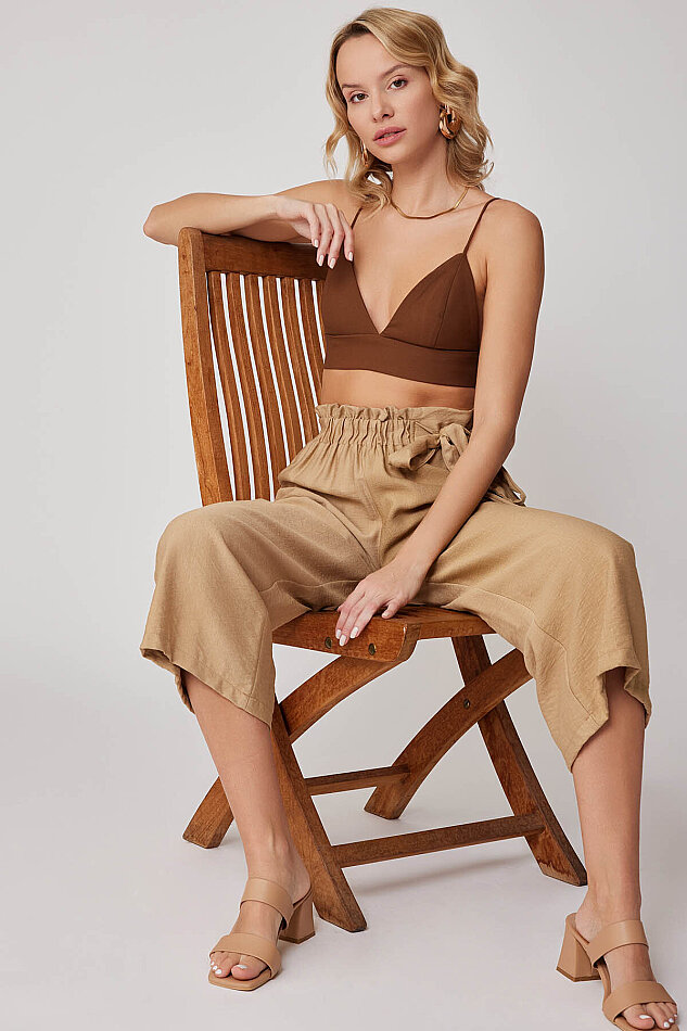 Belde Kuşak Detaylı Geniş Paça Pantolon - 24
