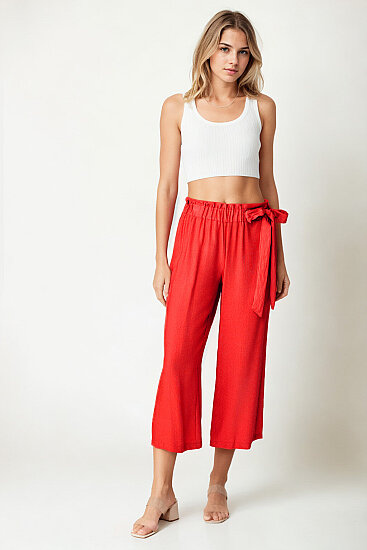 Belde Kuşak Detaylı Geniş Paça Pantolon - 25