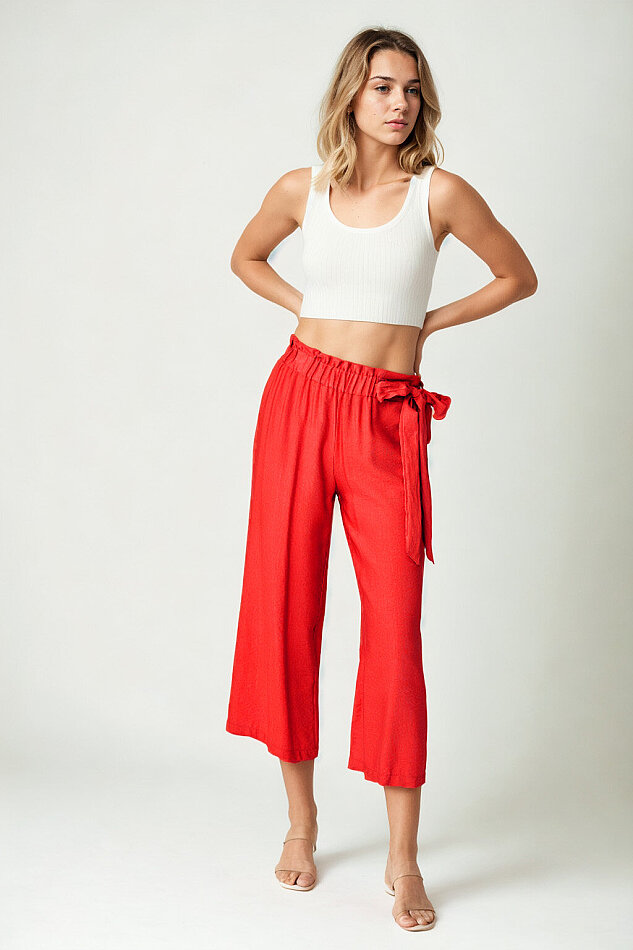 Belde Kuşak Detaylı Geniş Paça Pantolon - 27