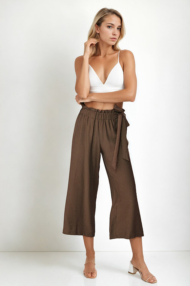 Belde Kuşak Detaylı Geniş Paça Pantolon - 29