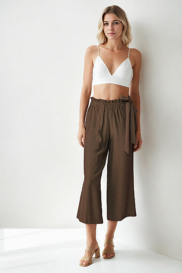 Belde Kuşak Detaylı Geniş Paça Pantolon - 31