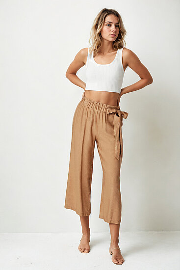 Belde Kuşak Detaylı Geniş Paça Pantolon - 47