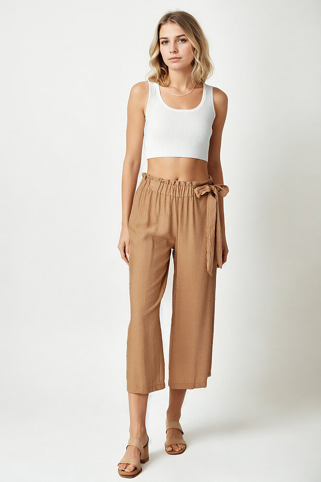 Belde Kuşak Detaylı Geniş Paça Pantolon - 49