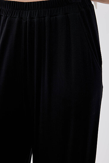 Belde Lastik Detaylı Geniş Paça Salaş Pantolon - 4