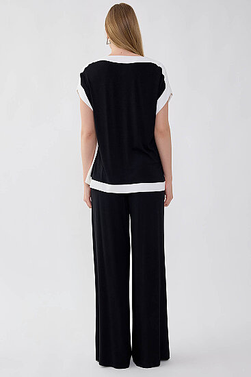 Belde Lastik Detaylı Geniş Paça Salaş Pantolon - 5
