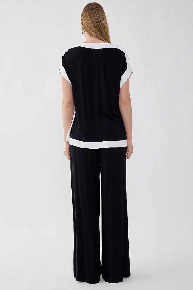 Belde Lastik Detaylı Geniş Paça Salaş Pantolon - 5