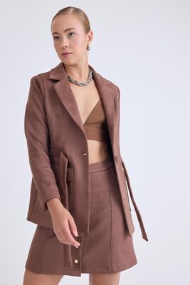 Belden Bağlamalı Süet Ceket - Thumbnail (2)