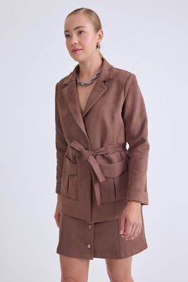 Belden Bağlamalı Süet Ceket - Thumbnail (5)