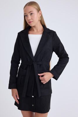 Belden Bağlamalı Süet Ceket - Thumbnail (11)