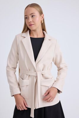 Belden Bağlamalı Süet Ceket - Thumbnail (16)