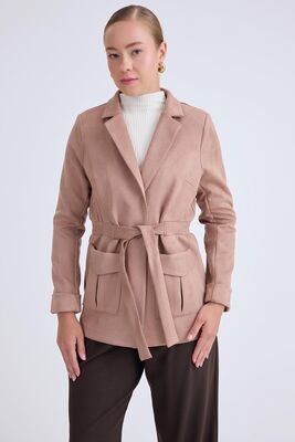 Belden Bağlamalı Süet Ceket - Thumbnail (7)