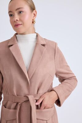 Belden Bağlamalı Süet Ceket - Thumbnail (8)