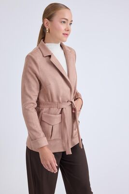 Belden Bağlamalı Süet Ceket - Thumbnail (9)