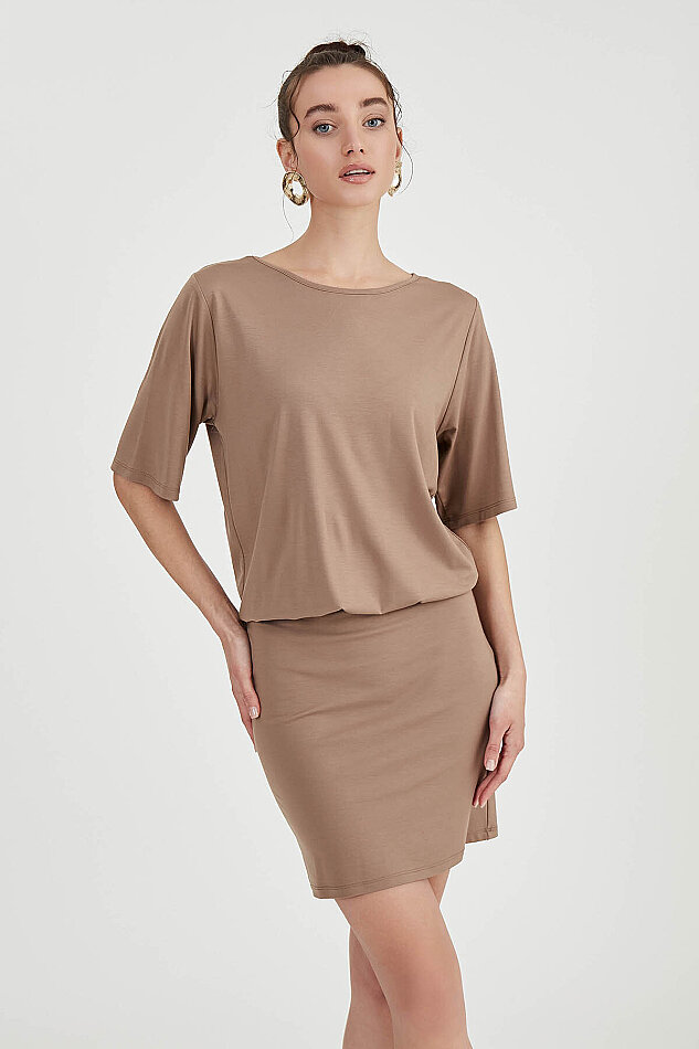 Belden Oturtmalı Bluzan Elbise - 21