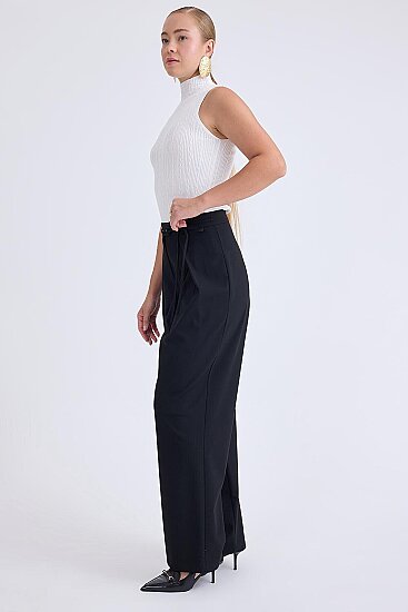 Beli Bağcıklı Geniş Paça Pantolon - 7