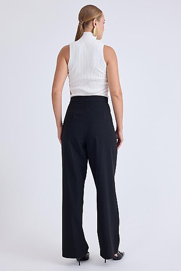 Beli Bağcıklı Geniş Paça Pantolon - 8