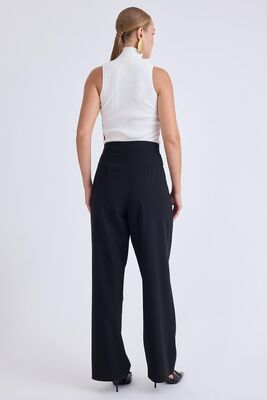 Beli Bağcıklı Geniş Paça Pantolon - Thumbnail (7)