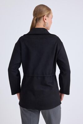 Beli Bağcıklı Kapak Cepli Düğmeli Ceket - Thumbnail (11)