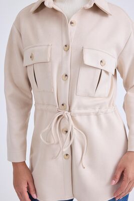 Beli Bağcıklı Kapak Cepli Düğmeli Ceket - Thumbnail (4)