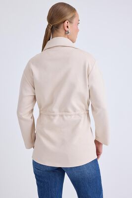 Beli Bağcıklı Kapak Cepli Düğmeli Ceket - Thumbnail (6)