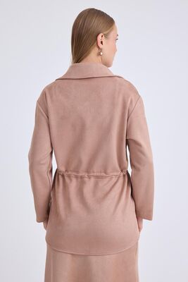 Beli Bağcıklı Kapak Cepli Düğmeli Ceket - Thumbnail (15)