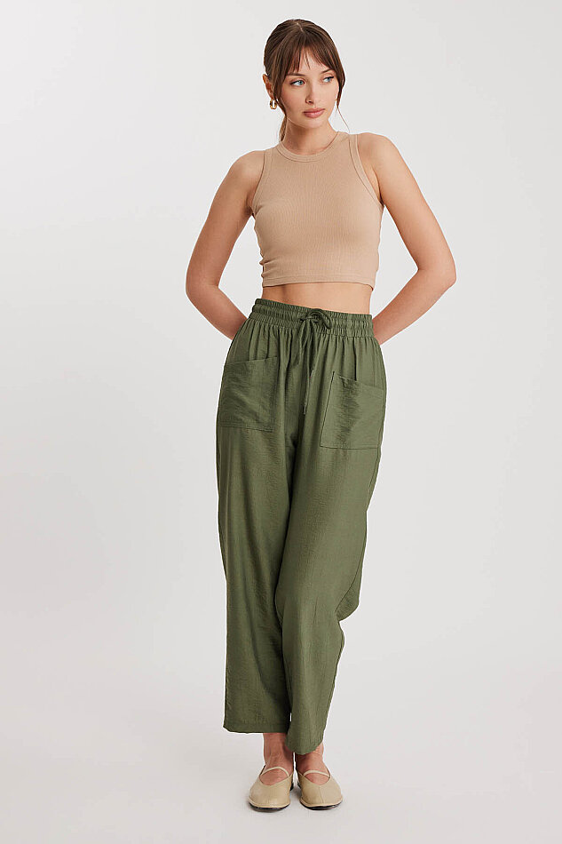 Beli Bağlamalı Çift Cep Pantolon - 3