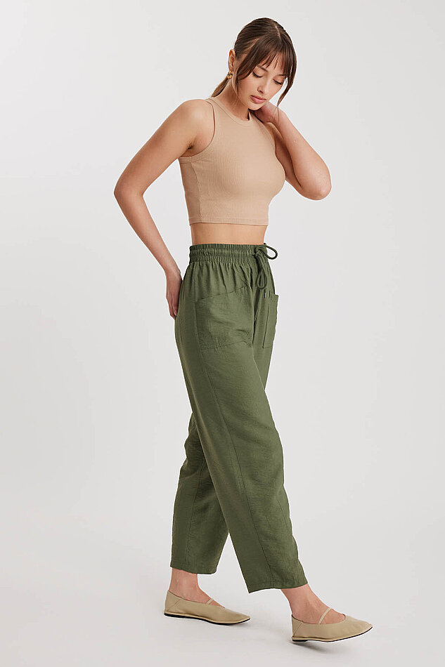Beli Bağlamalı Çift Cep Pantolon - 4