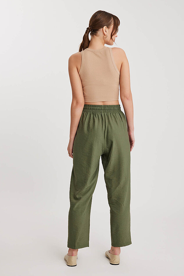 Beli Bağlamalı Çift Cep Pantolon - 5