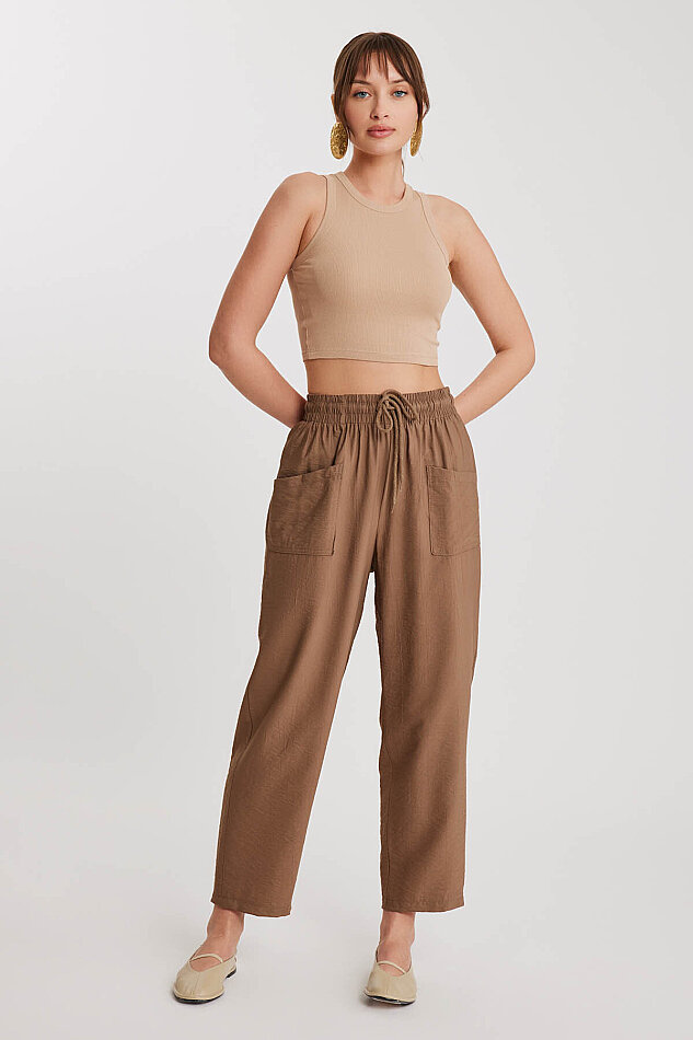 Beli Bağlamalı Çift Cep Pantolon - 6