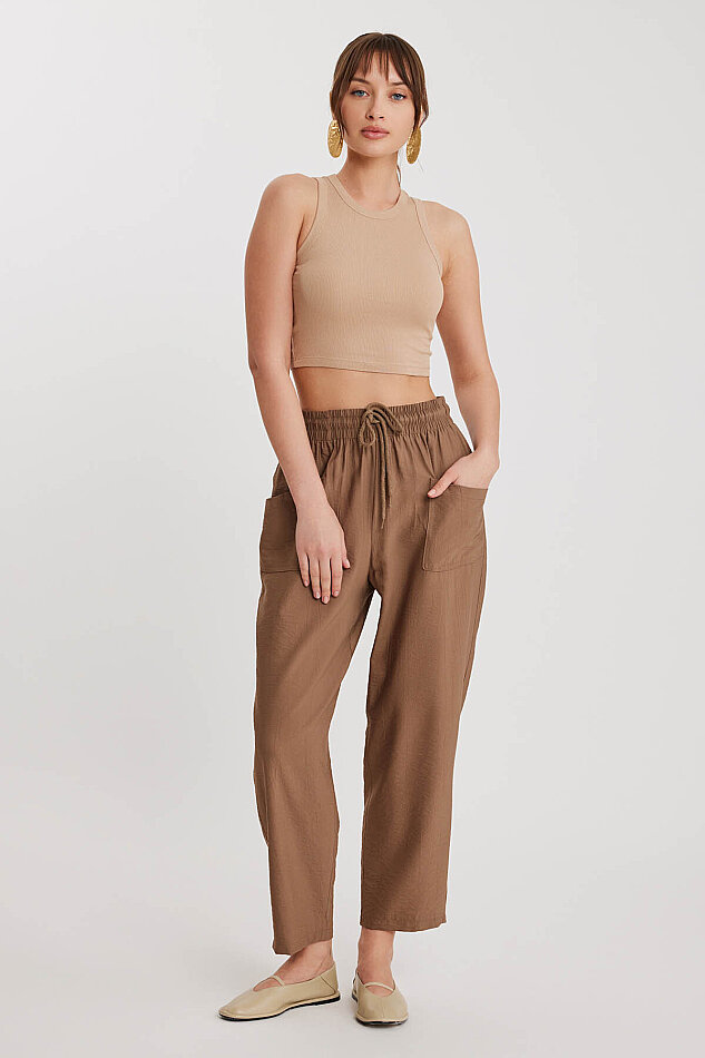 Beli Bağlamalı Çift Cep Pantolon - 7