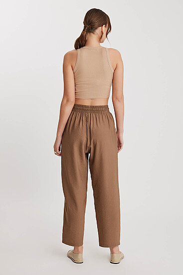 Beli Bağlamalı Çift Cep Pantolon - 10