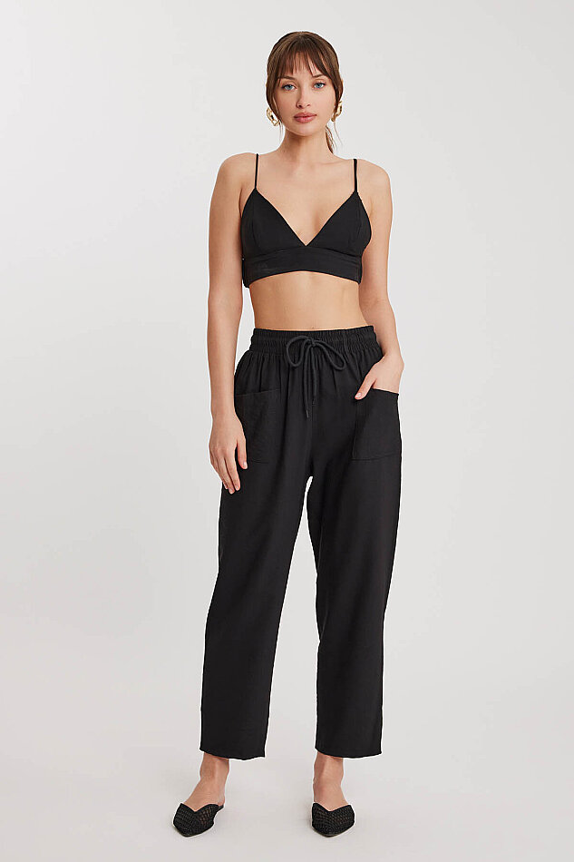 Beli Bağlamalı Çift Cep Pantolon - 11