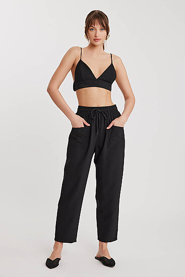 Beli Bağlamalı Çift Cep Pantolon - 14