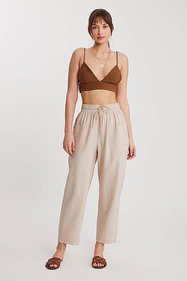 Beli Bağlamalı Çift Cep Pantolon - 17