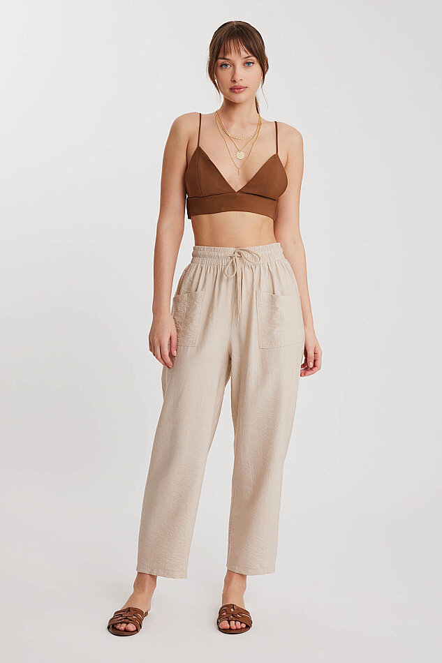Beli Bağlamalı Çift Cep Pantolon - 17