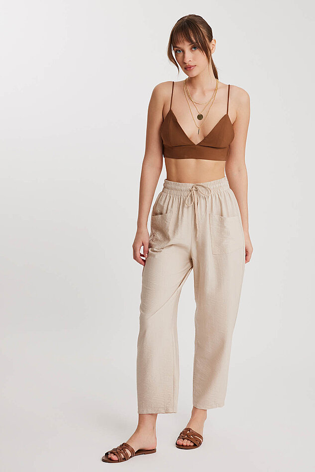 Beli Bağlamalı Çift Cep Pantolon - 18