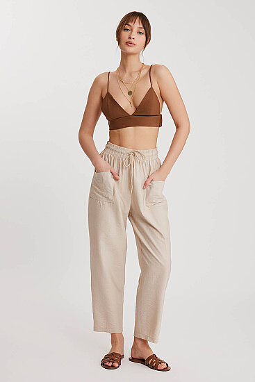 Beli Bağlamalı Çift Cep Pantolon - 16