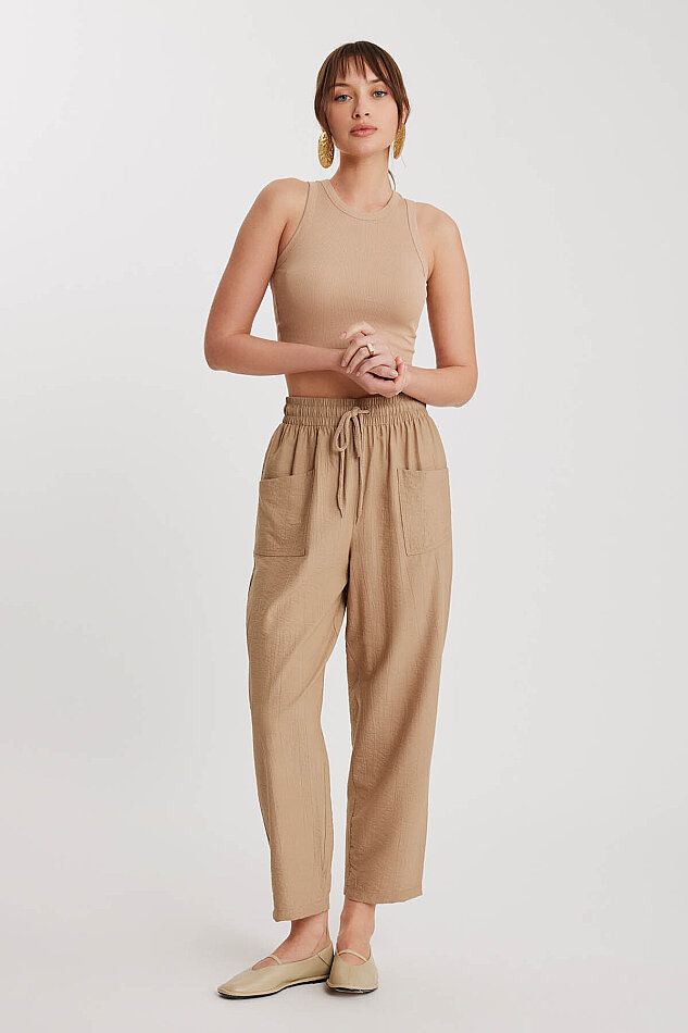 Beli Bağlamalı Çift Cep Pantolon - 23