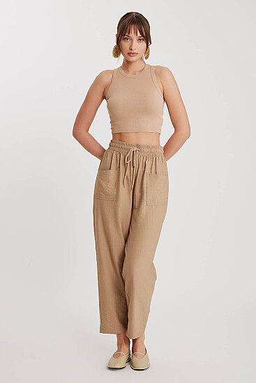 Beli Bağlamalı Çift Cep Pantolon - 21